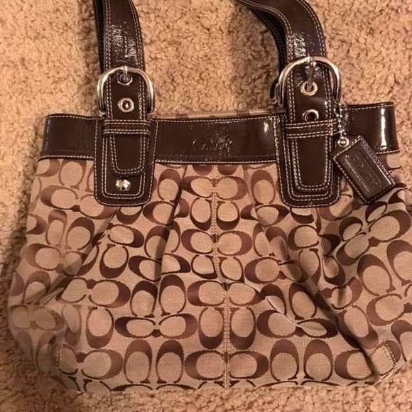 Brown Fabric Coach Purse - Authentic - Picture 3 of 4